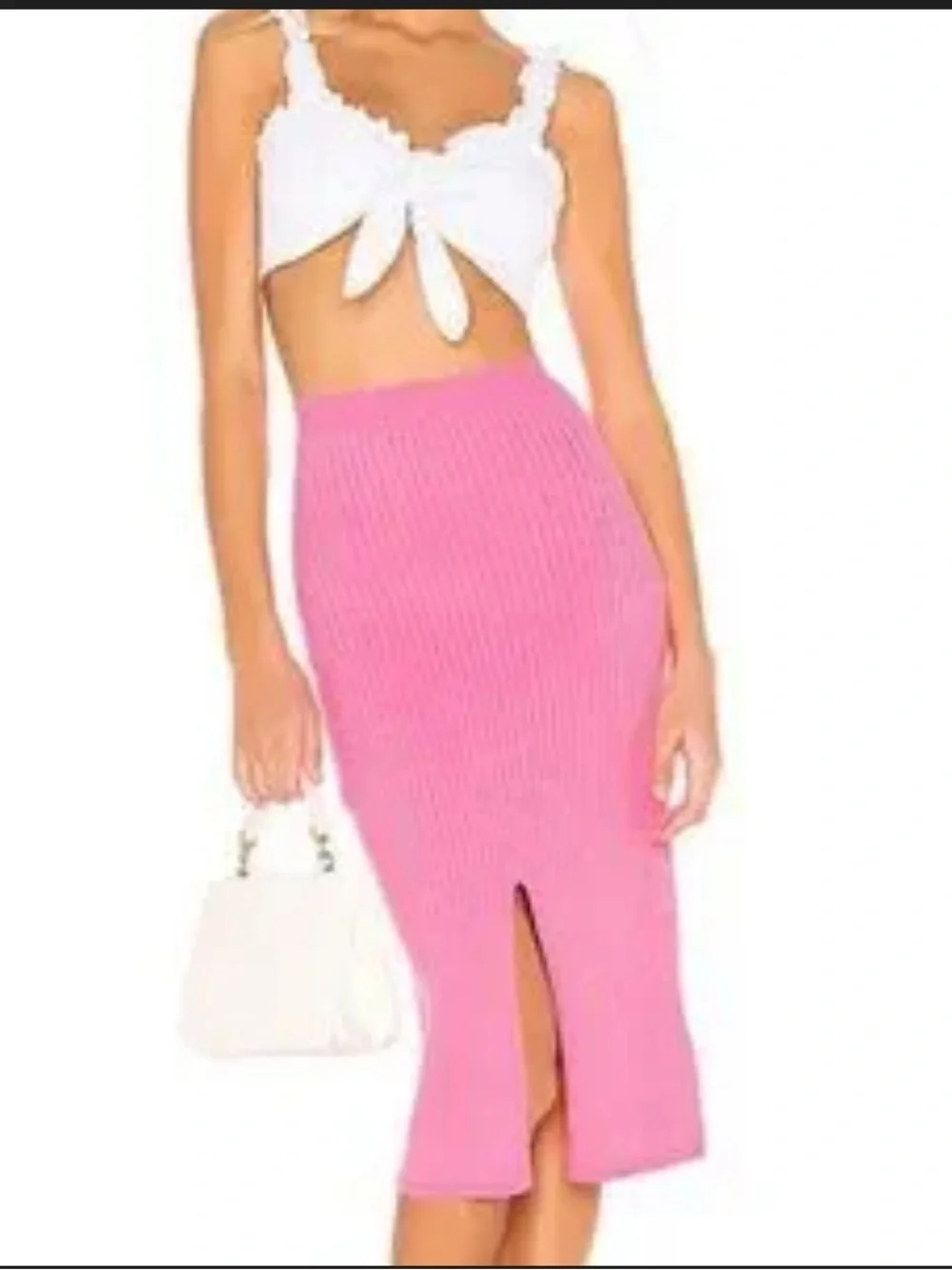 Free People x Revolve Pink Skyline Ribbed Midi Skirt Size XS